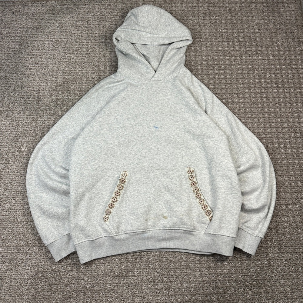 Abercrombie & Fitch Soft A&F Essentials Grey Embroidered Pocket Hoodie Medium